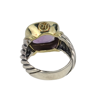David Yurman Sterling Silver & Yellow Gold Amethyst Ring