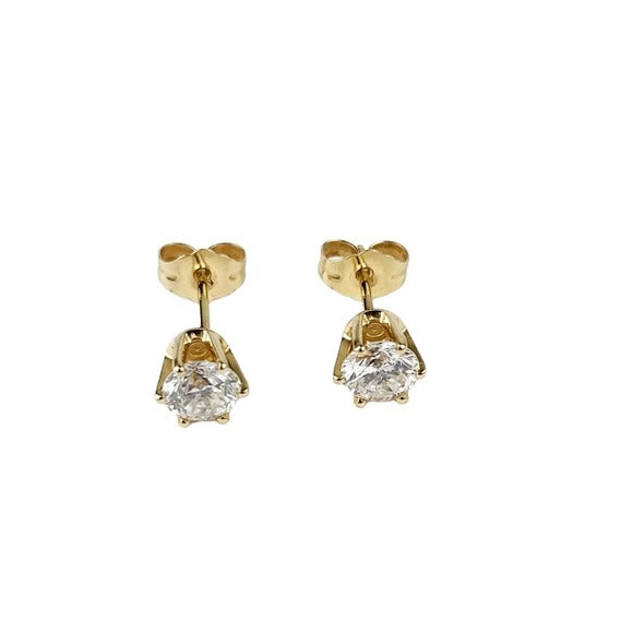 14K Yellow Gold & Diamond Stud Pieced Earrings